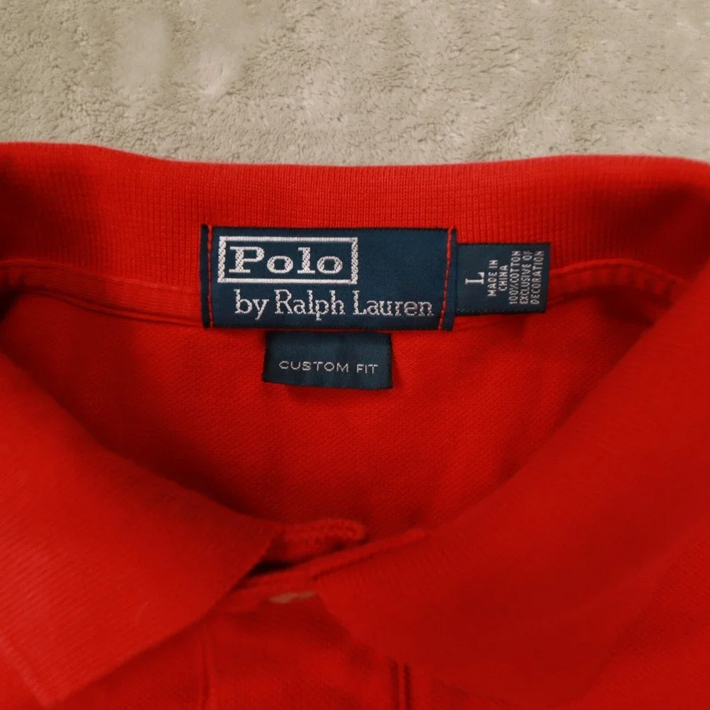 Polo Ralph Lauren‎ Men's Red Custom Fit Short Sleeve Polo Shirt size Large
